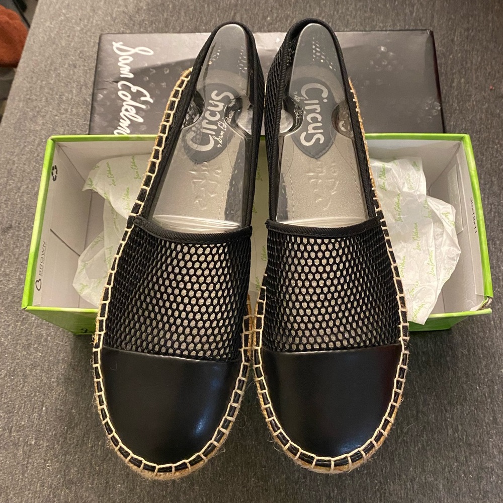 Sam Edelman Lena Black Mesh Espadrilles Sz 8.5 New